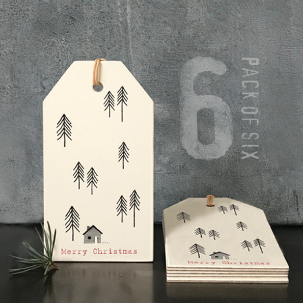 set of 6 cream woodland tags