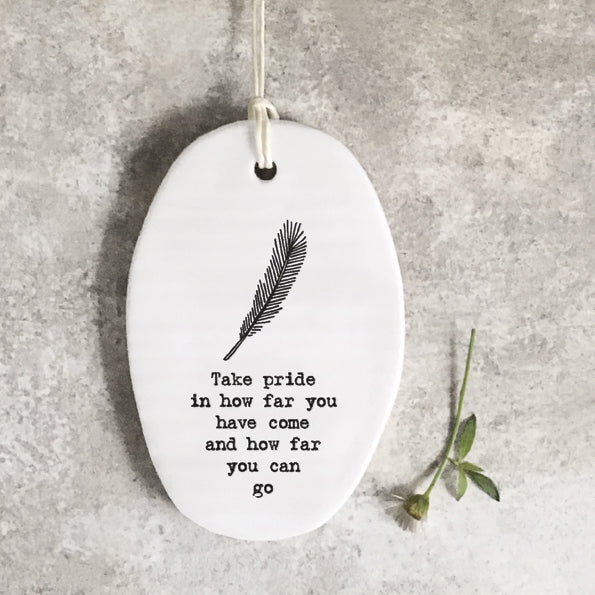 Porcelain hanger feather-Take pride