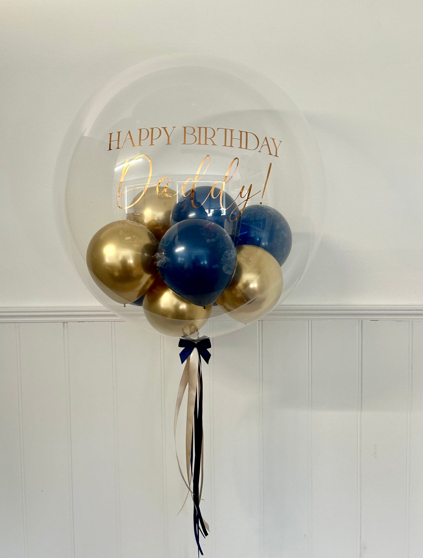Personalised Bubble Balloon - Navy & Gold