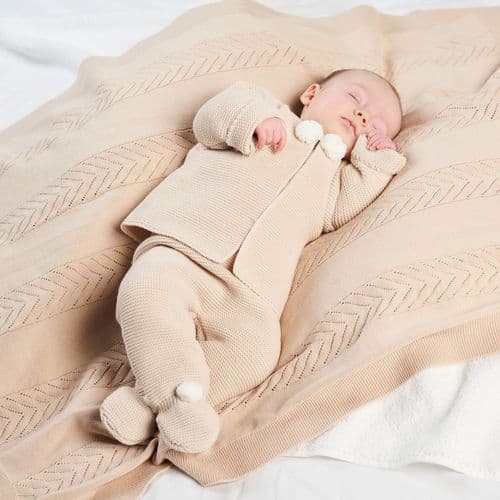 Two Tone Pom Pom knitted set