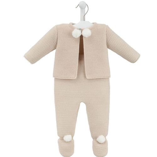 Two Tone Pom Pom knitted set