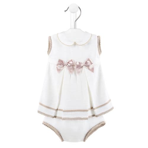 Satin Bow knitted dress & Pants