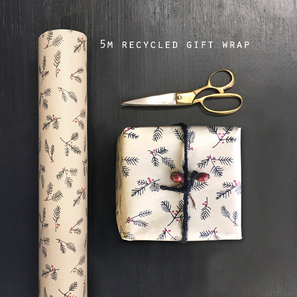 Kraft wrap 5m roll- Berry branches