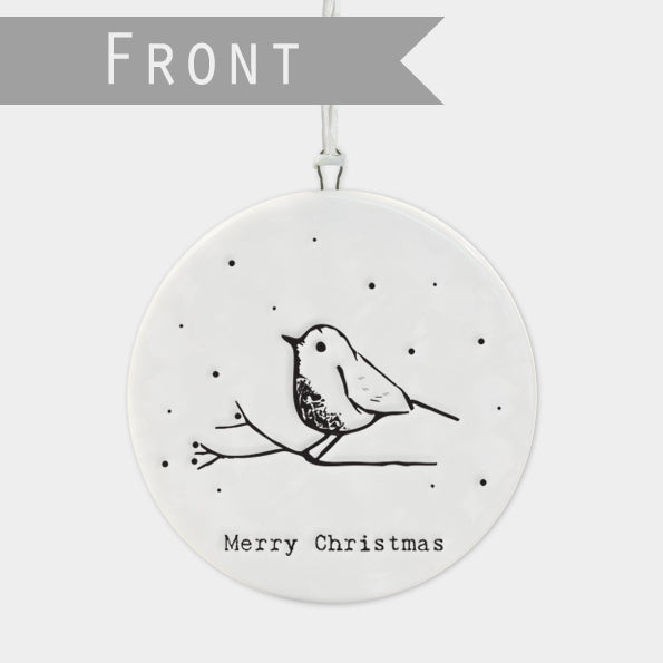 Flat Porcelain bauble- Christmas Robin