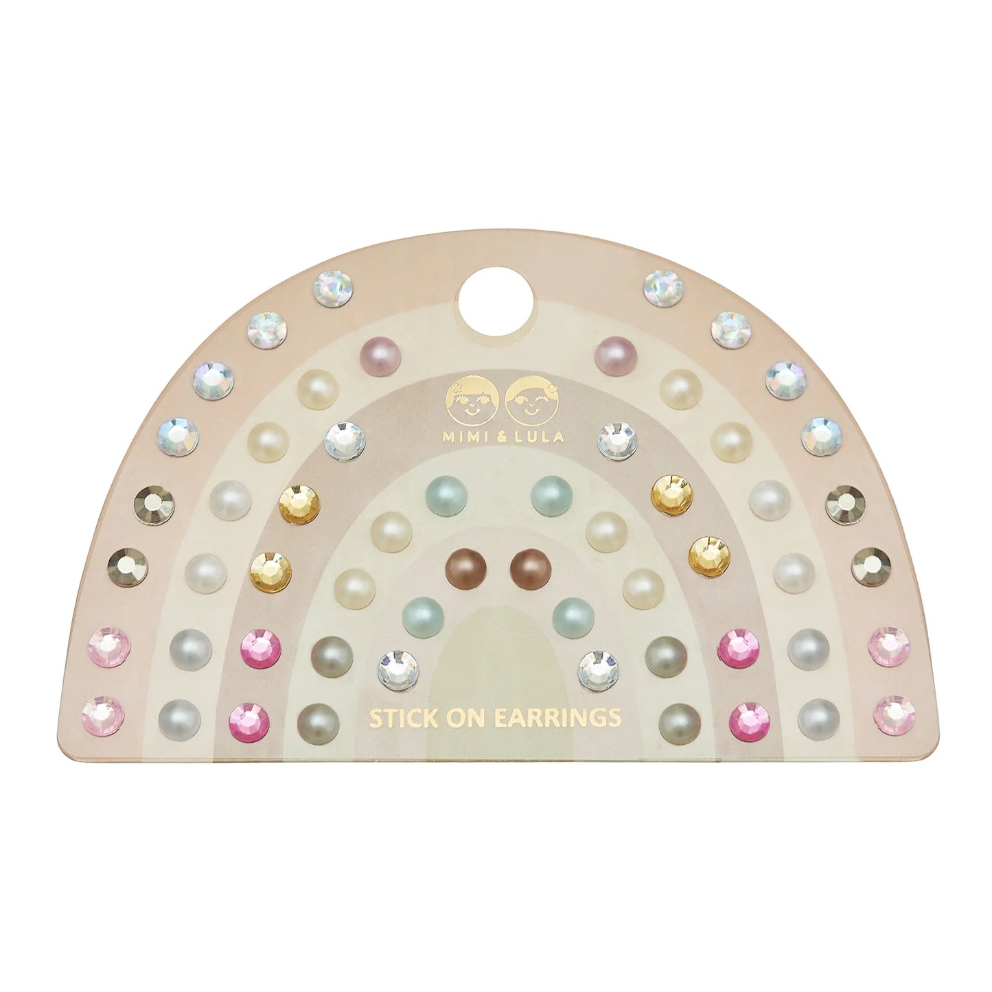 Pink Gem & Pearl Stick On Earrings
