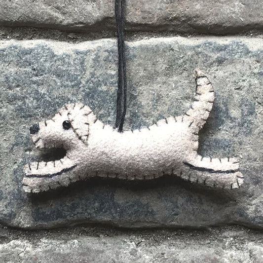 Felt hanging running dog-Brown