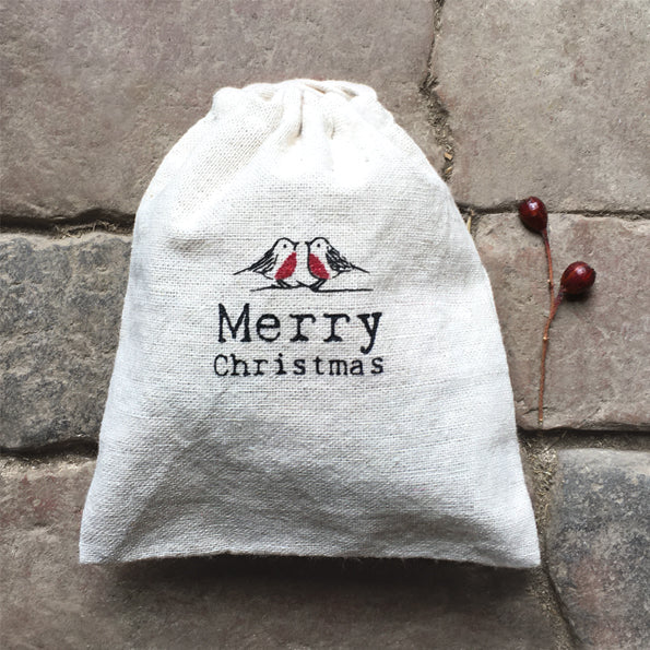 Drawstring bag-Robins/Christmas