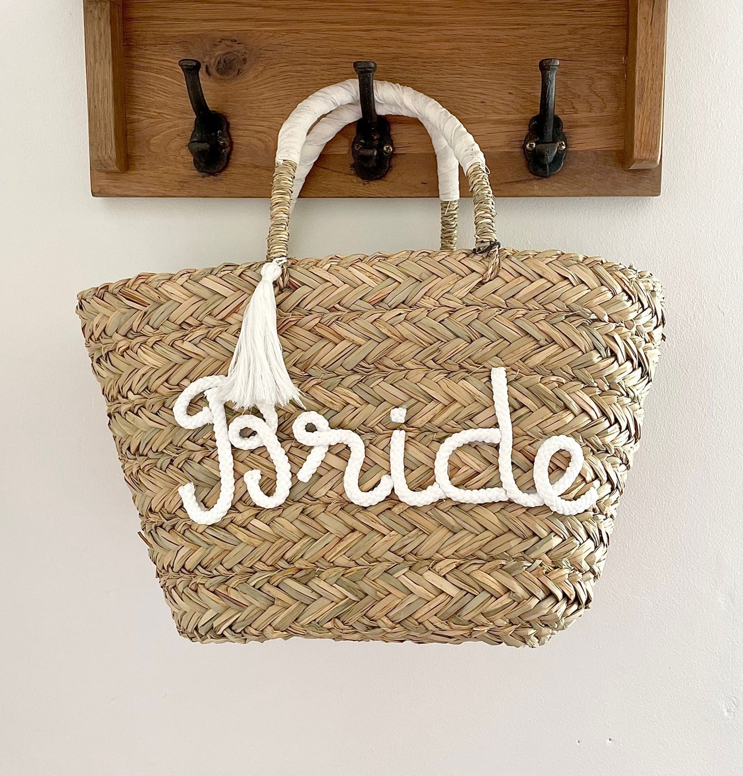 Woven Rattan Bride Bag with Tassels