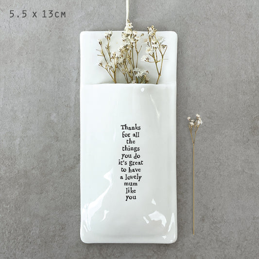 Wall vase-Thanks lovely mum