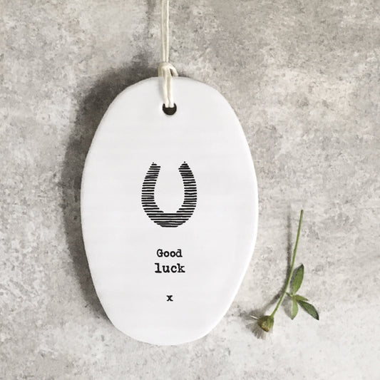 Porcelain Hanger- Good luck Horseshoe