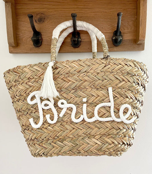 Woven Rattan Bride Bag with Tassels