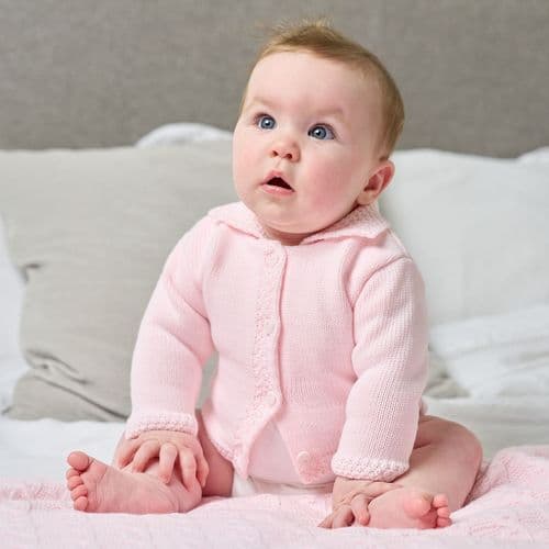 Pink Knitted Cardigan with Collar