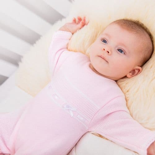 Satin Bow Girl's knitted Onesie
