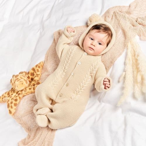 Taupe Hooded Knitted pram-suit