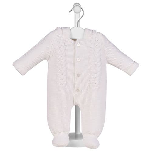 White Hooded Knitted Pram suit