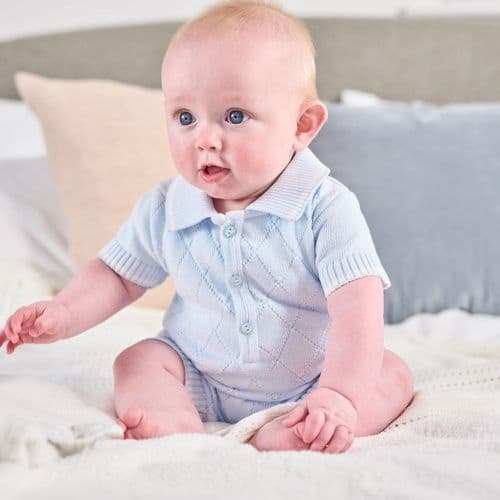 Sky Diamond Knitted Romper