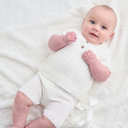 White Knitted Top & Shorts