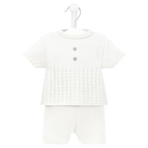 White Knitted Top & Shorts