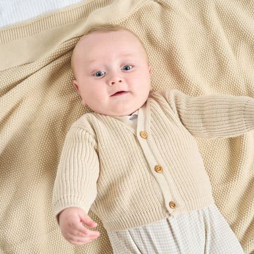 Taupe Ribbed Knitted Cardigan