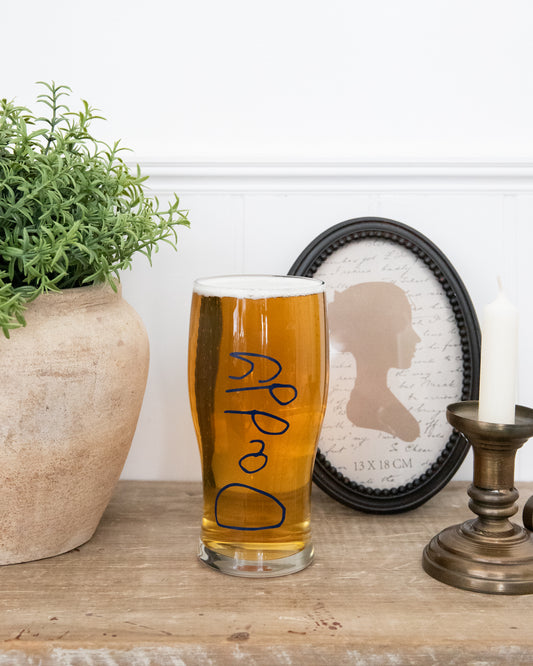 Child's Handwriting Beer Glass