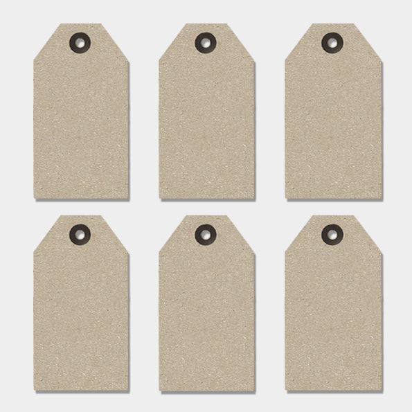 Six large Kraft tags