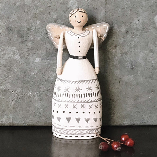 Folkart angel- Ivory