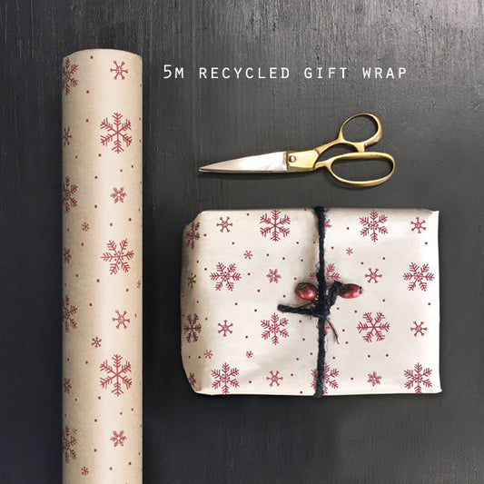 Kraft wrap 5m roll- Snowflake