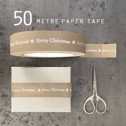 Wide brown tape- Merry Christmas