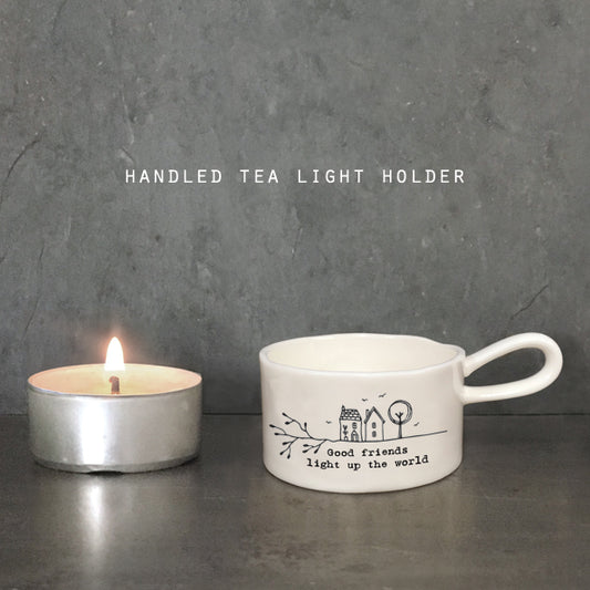 Handled tea light holder -Good friends