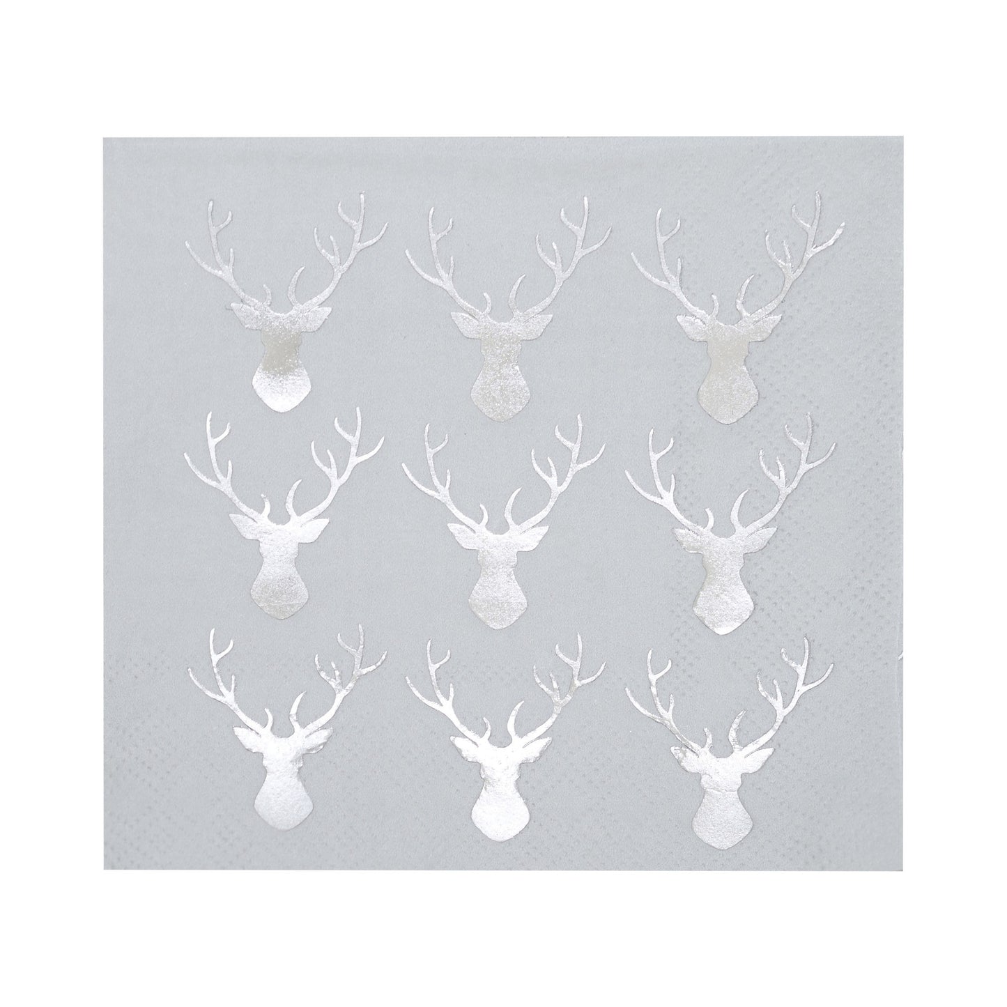 Silver foiled stag Christmas cocktail napkins