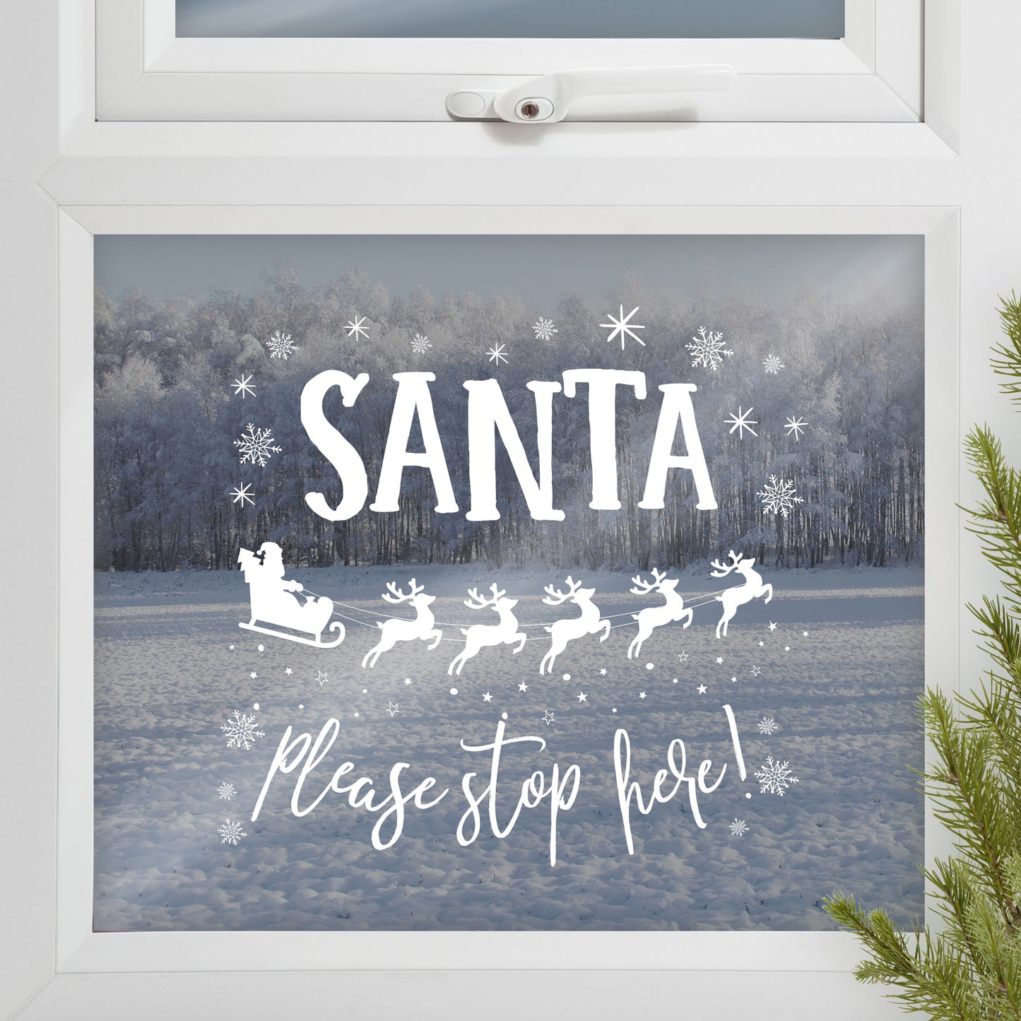 Santa Stop Here Window Sticker- Novelty Christmas