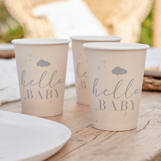 Hello Baby Paper Cups - Pack of 8