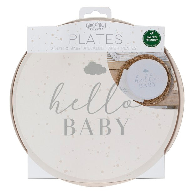 Hello Baby Paper Plates - Pack of 8