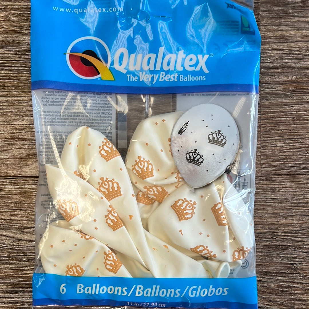 Pack of 6 Latex Crown Balloons