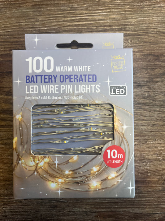 100 Warm White LED Wire Pin Lights