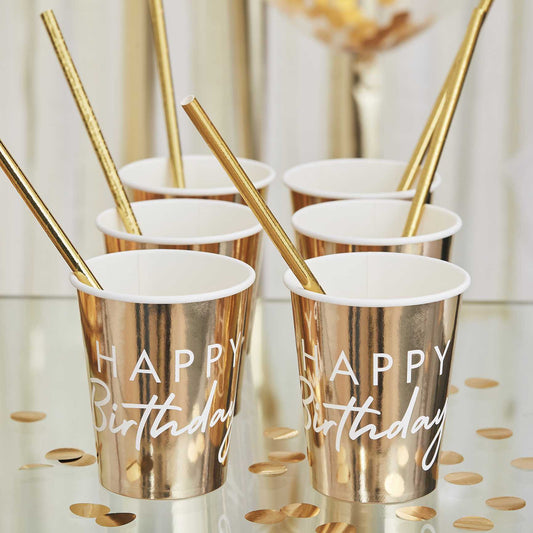 Gold Paper Cups - Pack of 8
