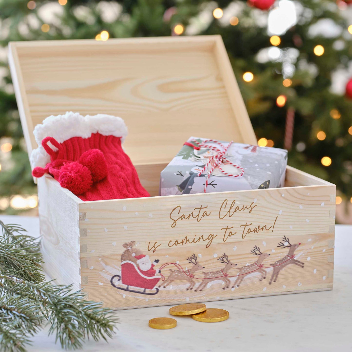 Customisable Wooden Christmas Eve box