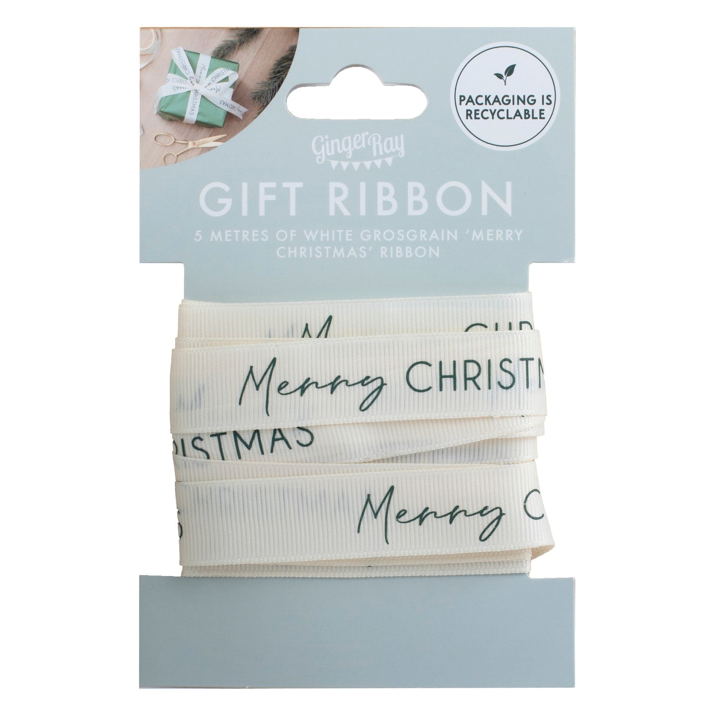 Cream Merry Christmas ribbon